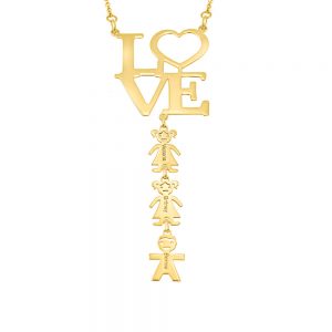 LOVE Mom Necklace with Kids