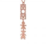 Vertical Mom Necklace with CZ & Kids Charms