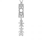 Vertical Mom Necklace with CZ & Kids Charms