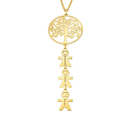 Tree of Life Necklace with Kids Charms in 18K Gold Plating