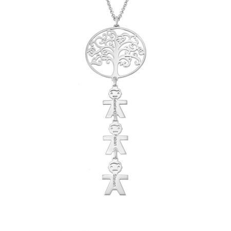Tree of Life Necklace with Kids Charms in 925 Sterling Silver