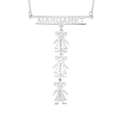 Bar Name Necklace with Kids for Mom