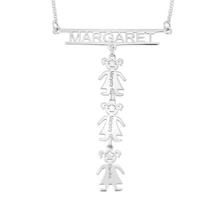 Bar Name Necklace with Kids for Mom in 925 Sterling Silver