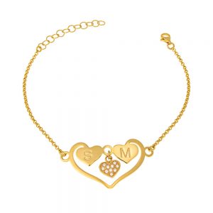 Heart Bracelet With Initials gold
