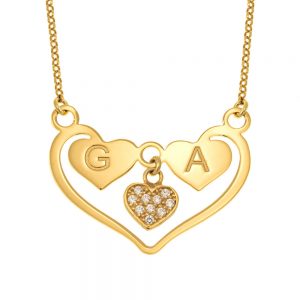 Heart Necklace With Initials gold
