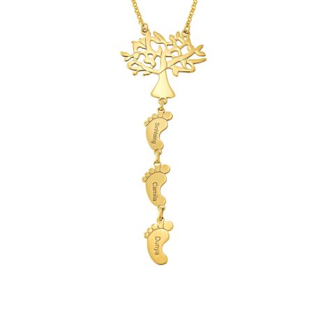 Tree Of Life Necklace With Baby Feet in 18K Gold Plating