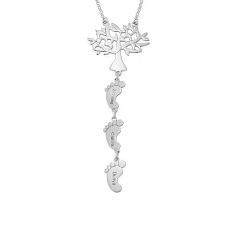 Tree Of Life Necklace With Baby Feet in 925 Sterling Silver