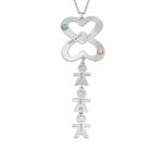 Double Hearts Necklace with Birthstones & Kids