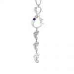 Vertical Infinity Necklace with Birthstones & Baby Feet