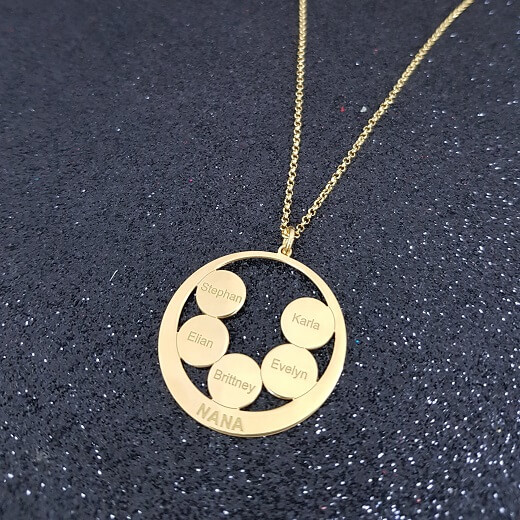 Circle Nana Necklace with Engraved Discs-4