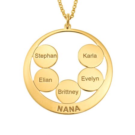 Circle Nana Necklace with Engraved Discs in 18K Gold Plating