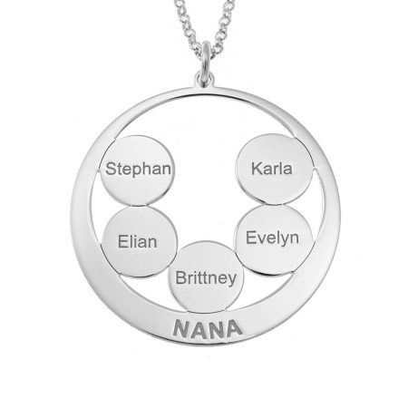 Circle Nana Necklace with Engraved Discs in 925 Sterling Silver