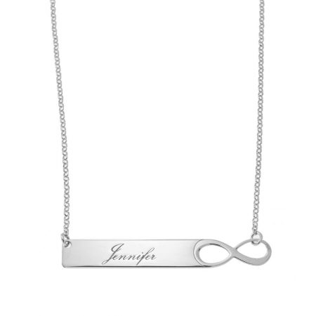 Infinity Bar Necklace with Engraving in 925 Sterling Silver