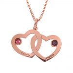 Intertwined 2 Hearts Name Necklace with Birthstones