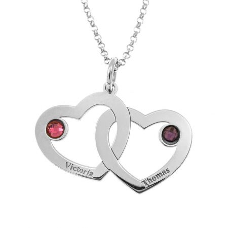 Silver Rhinestone Intertwined Hearts Pendant Necklace | Icing US