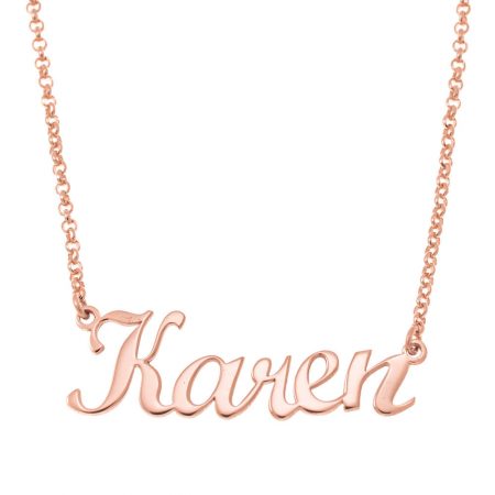 Karen style name necklace in 18K Rose Gold Plating