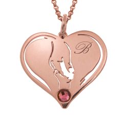 Heart Mother and Baby necklace with Birthstone
