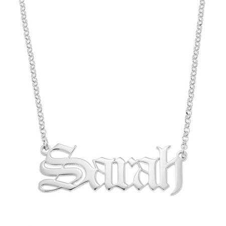 Old English Name Necklace Gothic Style in 925 Sterling Silver