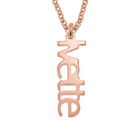 Vertical Name Necklace in 18K Rose Gold Plating