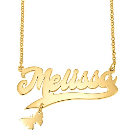 Custom Name Necklace with Butterfly Charm in 18K Gold Plating