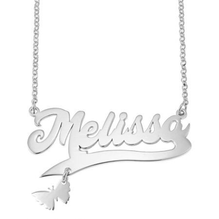 Custom Name Necklace with Butterfly Charm in 925 Sterling Silver