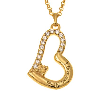 I Love You Mom Necklace with Birthstone in 18K Gold Plating
