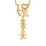 Heart LOVE Necklace with CZ & kids Charms