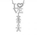 Heart LOVE Necklace with CZ & kids Charms