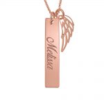Memorial Angel Wing Necklace with Bar