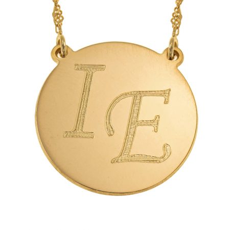 Disc Necklace with Two Initials in 18K Gold Plating