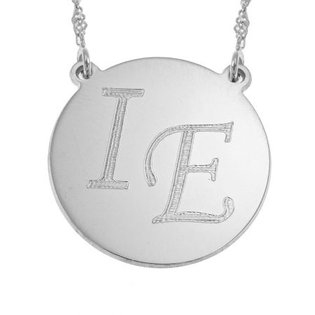 Disc Necklace with Two Initials in 925 Sterling Silver
