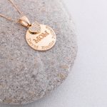 Engraved Mom Disc Necklace with Inlay Heart-3