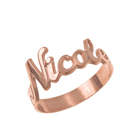 Cut Out Name Ring in 18K Rose Gold Plating