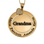 Grandma Disc Necklace with Inlay Heart