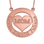 Engraved Circle Mom Necklace with Heart