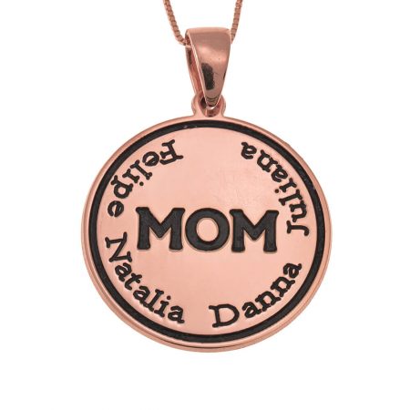 Engraved Mom Disc Necklace in 18K Rose Gold Plating