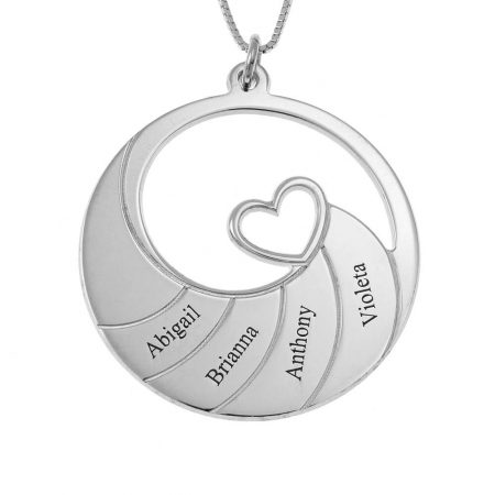 Four Names Spiral Necklace in 925 Sterling Silver