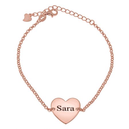 Heart Name Bead Bracelet in 18K Rose Gold Plating