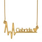 Engraved Heartbeat Name Necklace with Heart