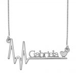 Engraved Heartbeat Name Necklace with Heart