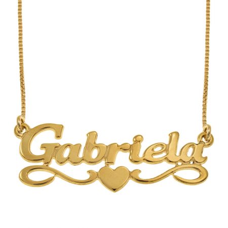 Name Necklace with Heart in 18K Gold Plating