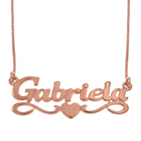 Name Necklace with Heart in 18K Rose Gold Plating