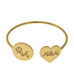 Open Bangle with Mom Heart and Disc