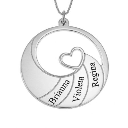 3 Name Necklace with Spiral in 925 Sterling Silver