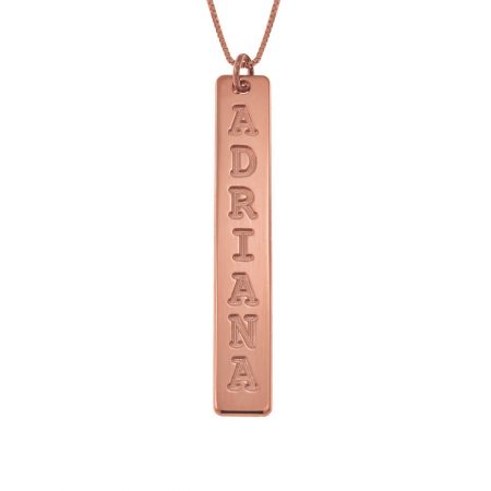 Vertical Bar Name Necklace in 18K Rose Gold Plating