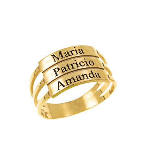 Three Stackable Name Ring in 18K Gold Plating
