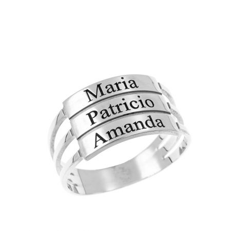Three Stackable Name Ring in 925 Sterling Silver