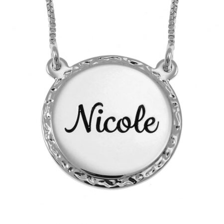 Engraved Name Disc Necklace in 925 Sterling Silver