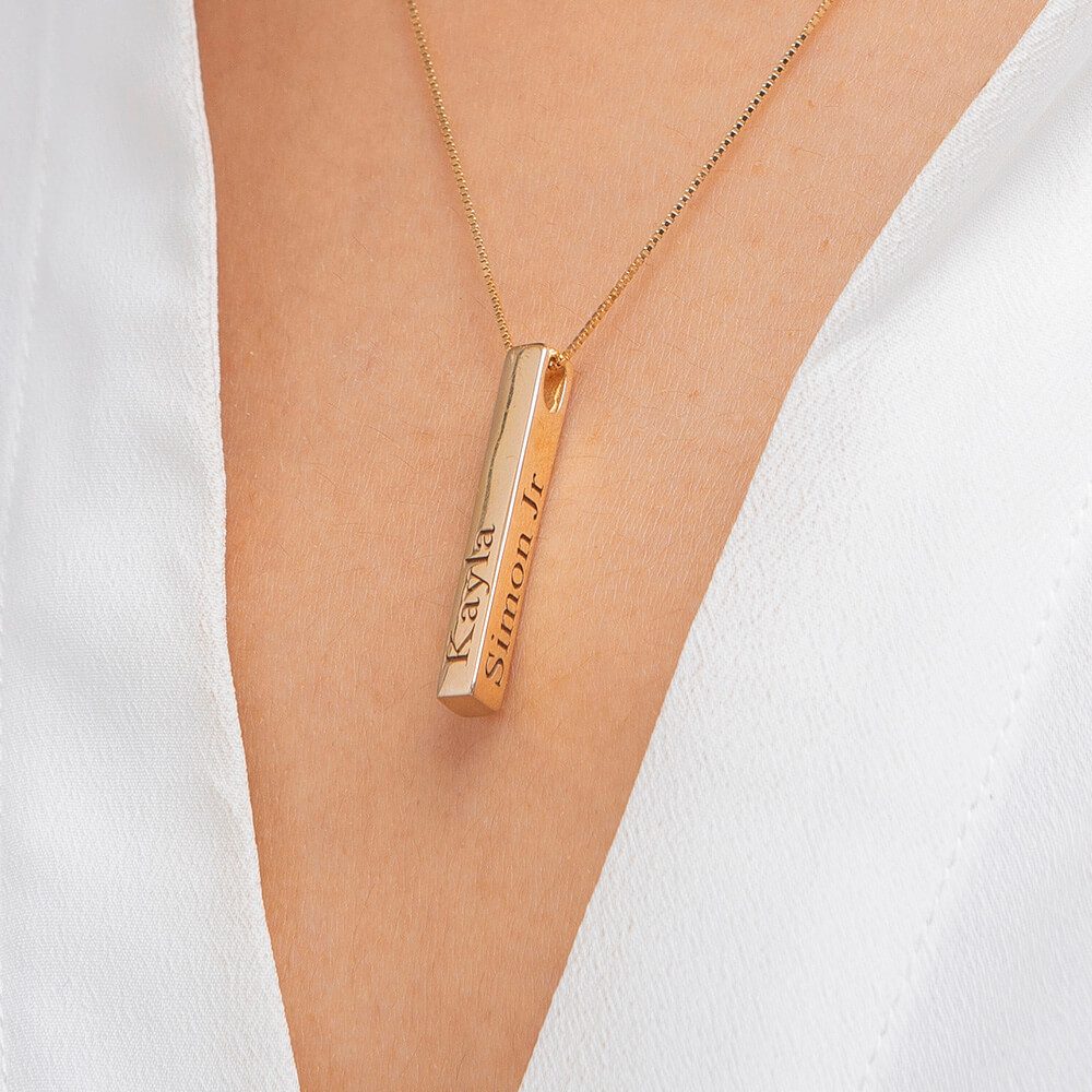 Personalized Vertical Bar Necklace-3