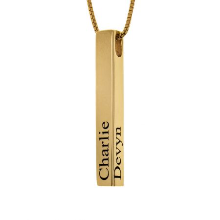 Personalized Vertical Bar Necklace in 18K Gold Plating